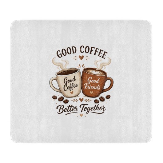 Good Coffee Good Friends mit zwei Kaffeetassen Snijplank (Voorkant)