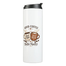 Good Coffee Good Friends mit zwei Kaffeetassen Thermosbeker