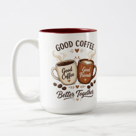 Good Coffee Good Friends mit zwei Kaffeetassen Tweekleurige Koffiemok