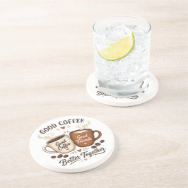 Good Coffee Good Friends mit zwei Kaffeetassen Zandsteen Onderzetter