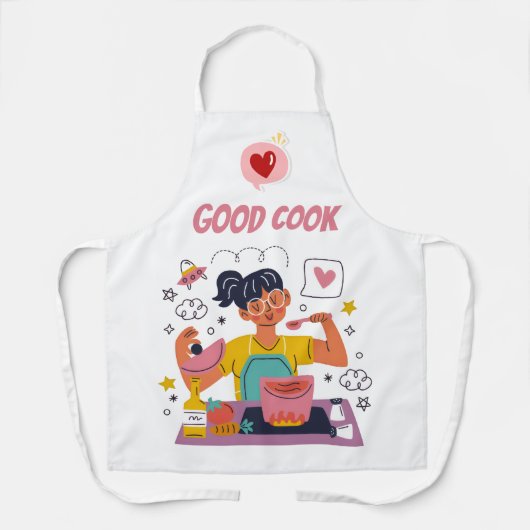 Good Cook Kitchen Apron – Funny & Motivational Coo Schort (Voorkant)
