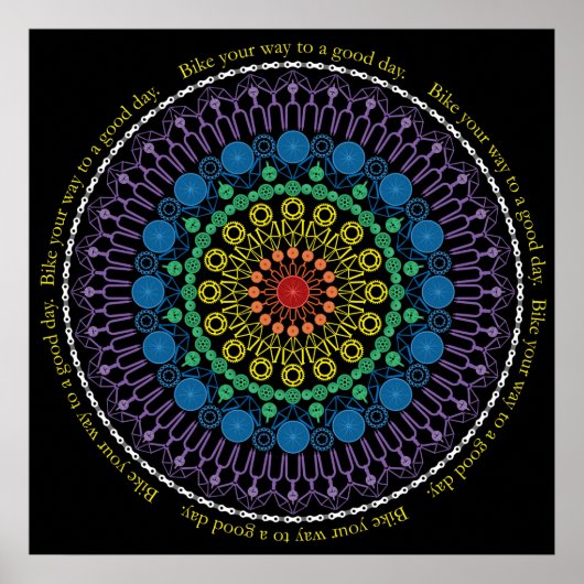 Good Day Bike Mandala with Circle Text Poster (Voorkant)
