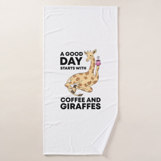 Good Day Starts With Coffee & Giraffe Gift Funny Badhanddoek (Badhanddoek)