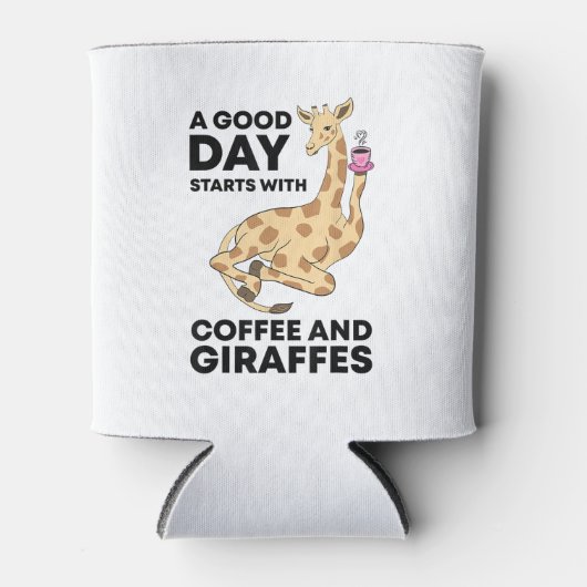 Good Day Starts With Coffee & Giraffe Gift Funny Blikjeskoeler (Voorkant)