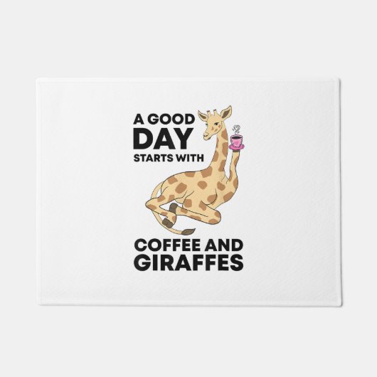 Good Day Starts With Coffee & Giraffe Gift Funny Deurmat (Voorkant)