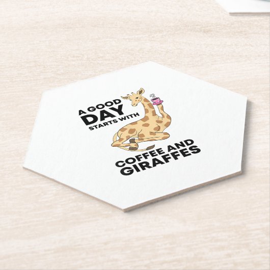 Good Day Starts With Coffee & Giraffe Gift Funny Kartonnen Onderzetters (Schuin)