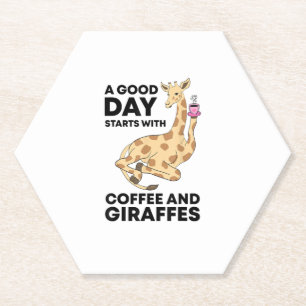 Good Day Starts With Coffee & Giraffe Gift Funny Kartonnen Onderzetters