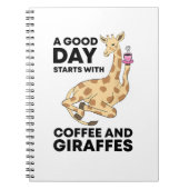 Good Day Starts With Coffee & Giraffe Gift Funny Notitieboek (Voorkant)