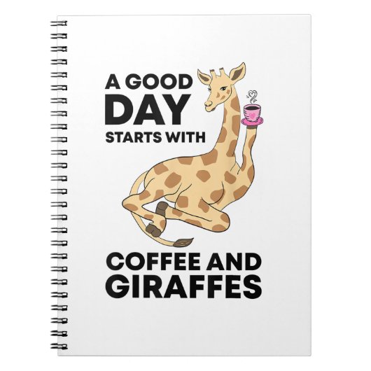 Good Day Starts With Coffee & Giraffe Gift Funny Notitieboek (Voorkant)