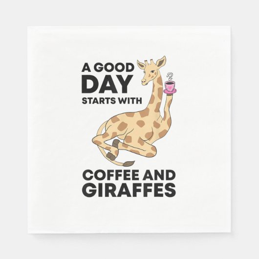 Good Day Starts With Coffee & Giraffe Gift Funny Servet (Voorkant)