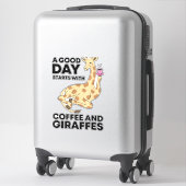 Good Day Starts With Coffee & Giraffe Gift Funny Sticker (Koffer)