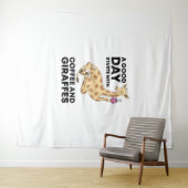 Good Day Starts With Coffee & Giraffe Gift Funny Wandkleed (In Situ (horizontaal))