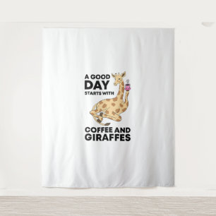 Good Day Starts With Coffee & Giraffe Gift Funny Wandkleed