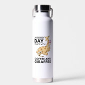 Good Day Starts With Coffee & Giraffe Gift Funny Waterfles (Voorkant)