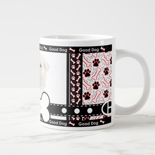 Good Dog Custom Photo Paw and Bone Pattern Grote Koffiekop (Rechts)