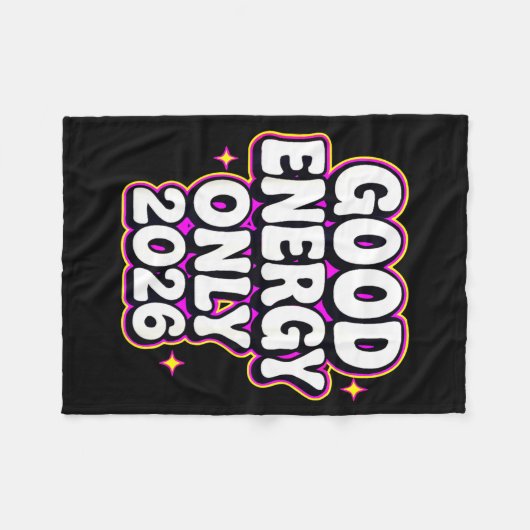 Good Energy Only 2026 Retro Bubble Letter Design  Fleece Deken (Voorkant (Horizontaal))