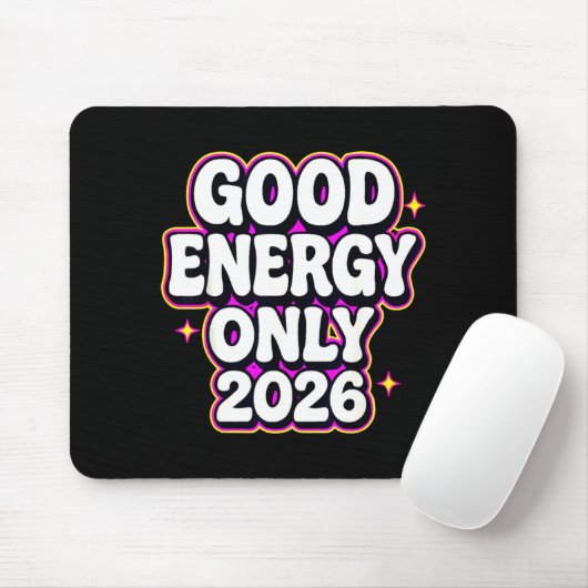 Good Energy Only 2026 Retro Bubble Letter Design  Muismat (Met muis)