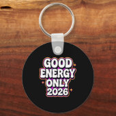 Good Energy Only 2026 Retro Bubble Letter Design  Sleutelhanger (Voorkant)
