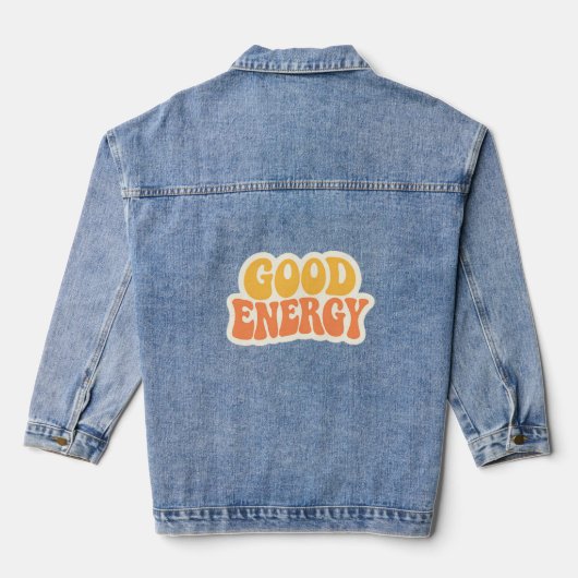 GOOD ENERGY Retro Golvende Tekst – Denim Jas Jacket (Achterkant)