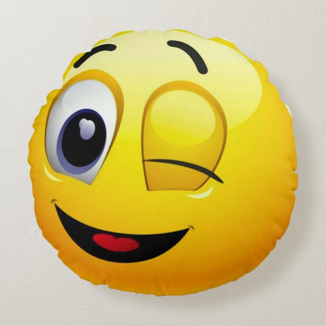 Good Feeling Emoji Rond Kussen (Voorkant)