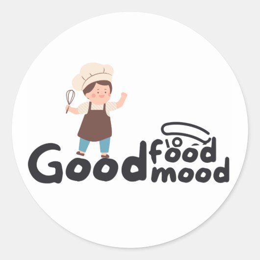 Good Food Good Mood Chef Baking Ronde Sticker (Voorkant)