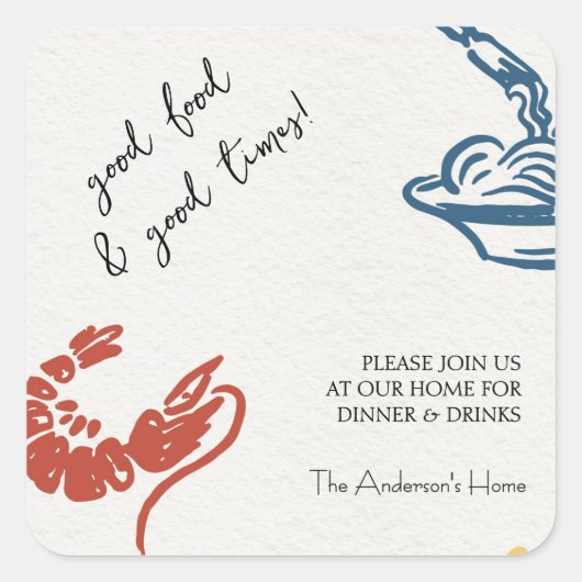 Good Food & Good Times Thanksgiving Vierkante Sticker (Voorkant)