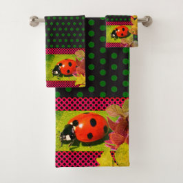 Good Fortune Bug Green Red Ladybug Bad Handdoek