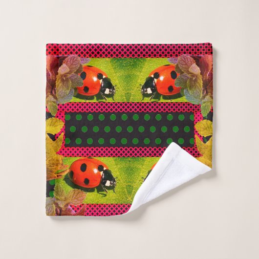 Good Fortune Bug Green Red Ladybug Bad Handdoek (Wasdoekje)
