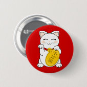 Good Fortune Cat - Maneki Neko Ronde Button 5,7 Cm (Voorkant /achterkant)