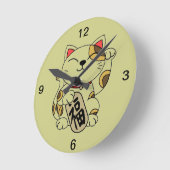 Good Fortune Cat Ronde Klok (Hoek)