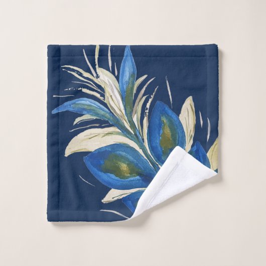 Good Fortune Peacock Feathers Waterverf Bad Handdoek (Wasdoekje)