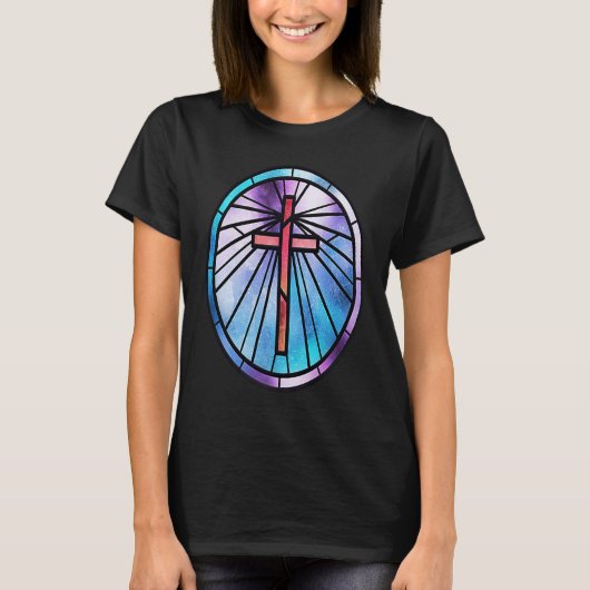 Good Friday Stained Glass Cross T-shirt (Voorkant)