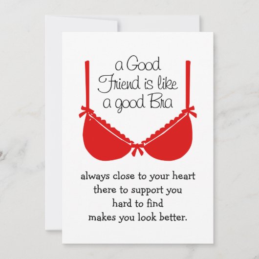 Good Friends Are Like Bras, Funny Friendship Card Kaart (Voorkant)