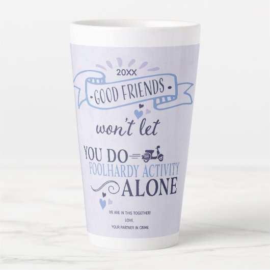Good Friends Paarse Typography Quote Latte Mok (Voorkant)