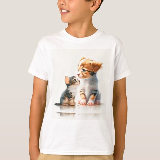 Good Friends Puppy And Kitten T-shirt (Voorkant)