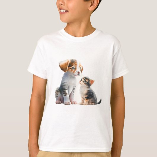 Good Friends Puppy And Kitten T-shirt (Voorkant)