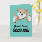 Good Job Cute Dog Folded Wenskaart Kaart (Gele Bloem)