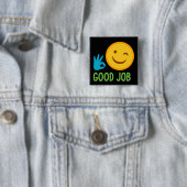 Good Job Emoji Vierkante Button 5,1 Cm (In situ)