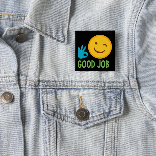 Good Job Emoji Vierkante Button 5,1 Cm (In situ)