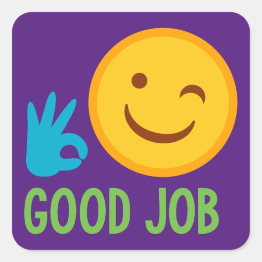 Good Job Emoji Vierkante Sticker (Voorkant)
