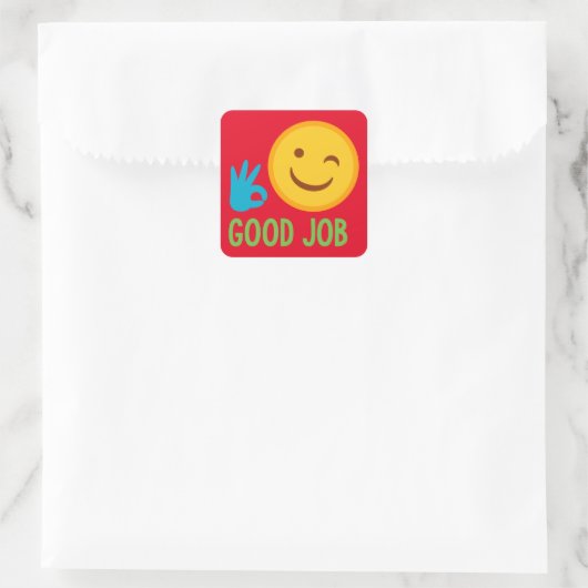 Good Job Emoji Vierkante Sticker (Tas)