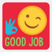 Good Job Emoji Vierkante Sticker (Voorkant)
