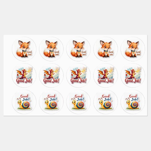 Good Job! Fox, Dragon & Snail Stickers (Vel)