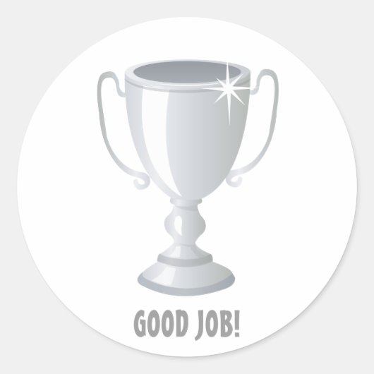 Good Job Silver Trophy Ronde Sticker (Voorkant)