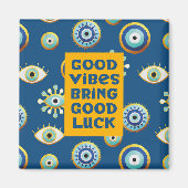 Good Luck and Vibes Evil Eye Magnet (Voorkant)