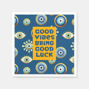 Good Luck and Vibes Evil Eye Napkin Servet