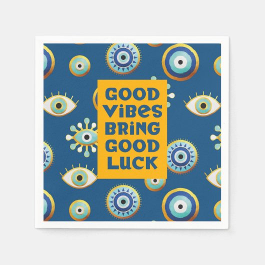 Good Luck and Vibes Evil Eye Napkin Servet (Voorkant)