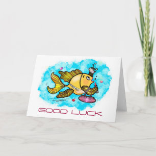 GOOD LUCK Beverly Hills Fish cute funny comic Kaart