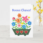 Good Luck Card, French Greeting - Flower Power Kaart (Gele Bloem)