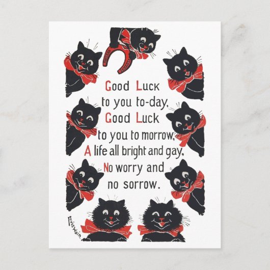 Good Luck Cats, Louis Wain Briefkaart (Voorkant)
